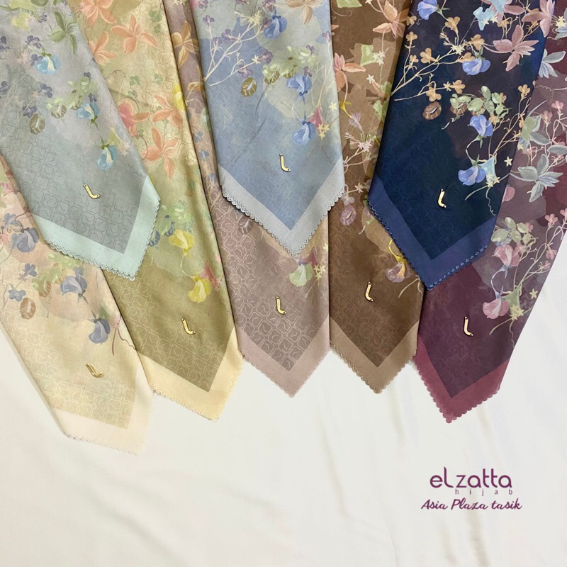 ELZATTA HIJAB SEGI EMPAT PREMIUM HIJAB MOTIF ELZATTA JILBAB SEGIEMPAT MOTIF PREMIUM KANARA PESONA BU