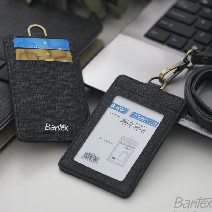 

Beli Sekarang - Bantex Leather Name Tag ID Card Holder Black 8869 10 Kulit Sintetis Lanyard Tali