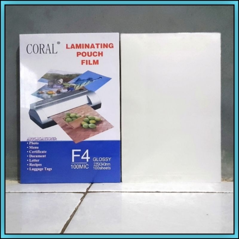

50 Lembar Plastik Laminating F4 / A4 Coral