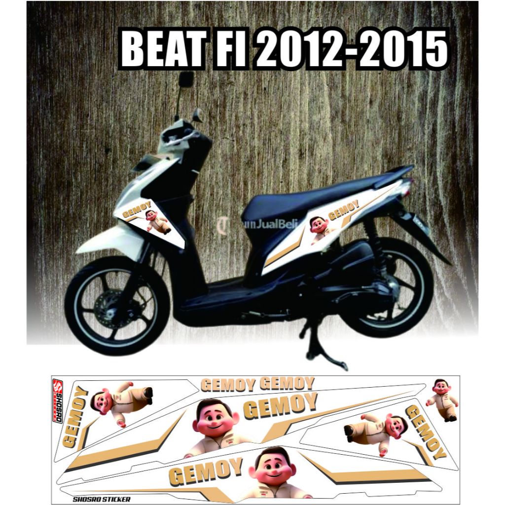 STRIPING GEMOY STIKER BEAT PGM FI VARIASI GAMBAR GEMOY PRABOWO STIKER KARTUN GEMOY STRIPING BEAT
