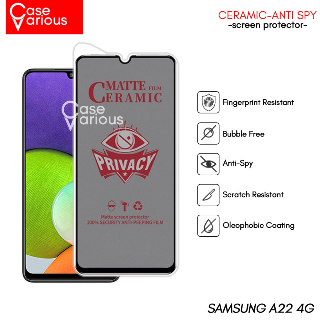 Anti Gores Privacy Samsung A22 4G Anti Spy Screen Protector