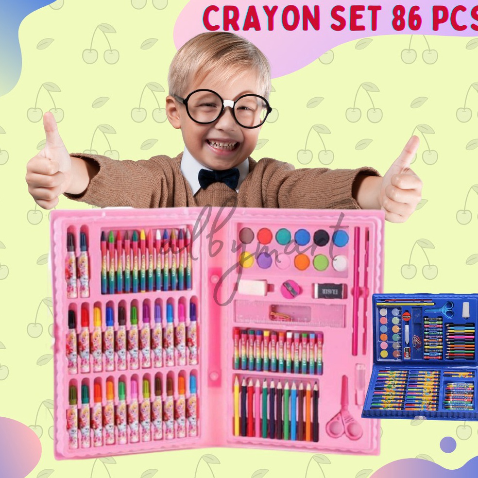 

[☜I21➤] Colouring Set 86 pcs Pensil Warna Crayon set Stationary Kado anak [170]