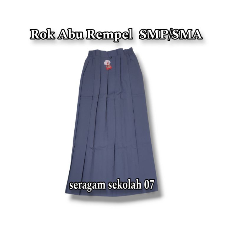Seragam Rok abu Sekolah SMA SMK Panjang Rempel Pinggang Karet Jumbo