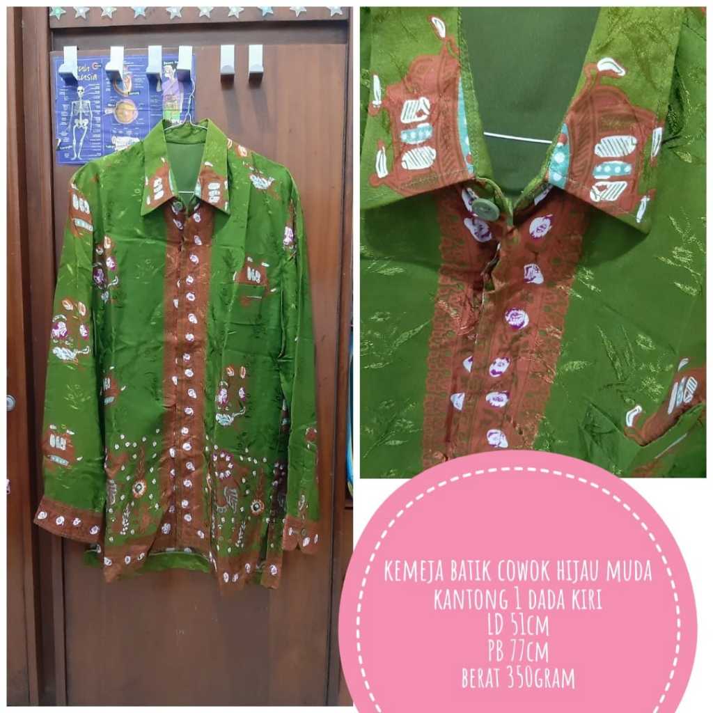 Kemeja Batik Cowok Hijau Muda