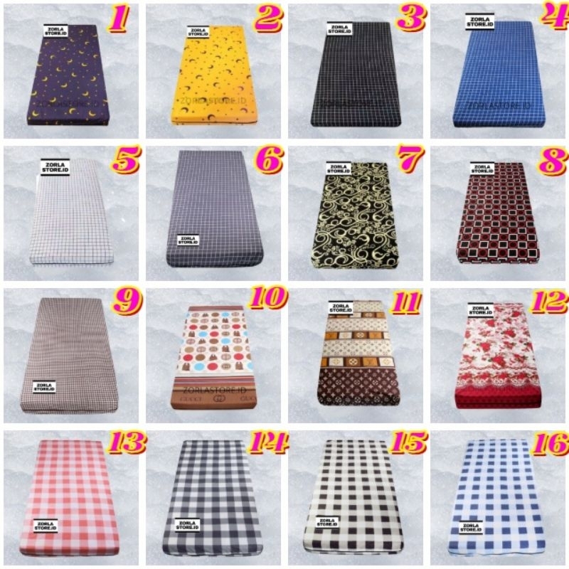 Sarung Kasur Busa Resleting No. 4 Single Bed 90x200x15 Bahan Katun Terlaris Motif Anak - anak dan De