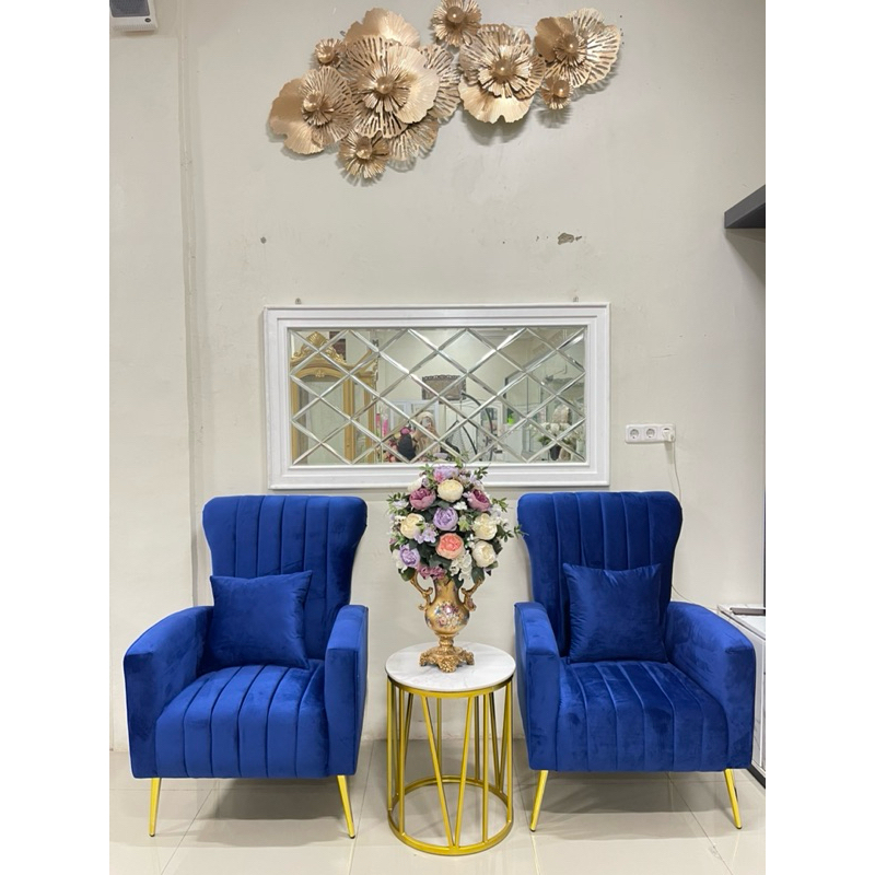sofa single set meja bulat granit