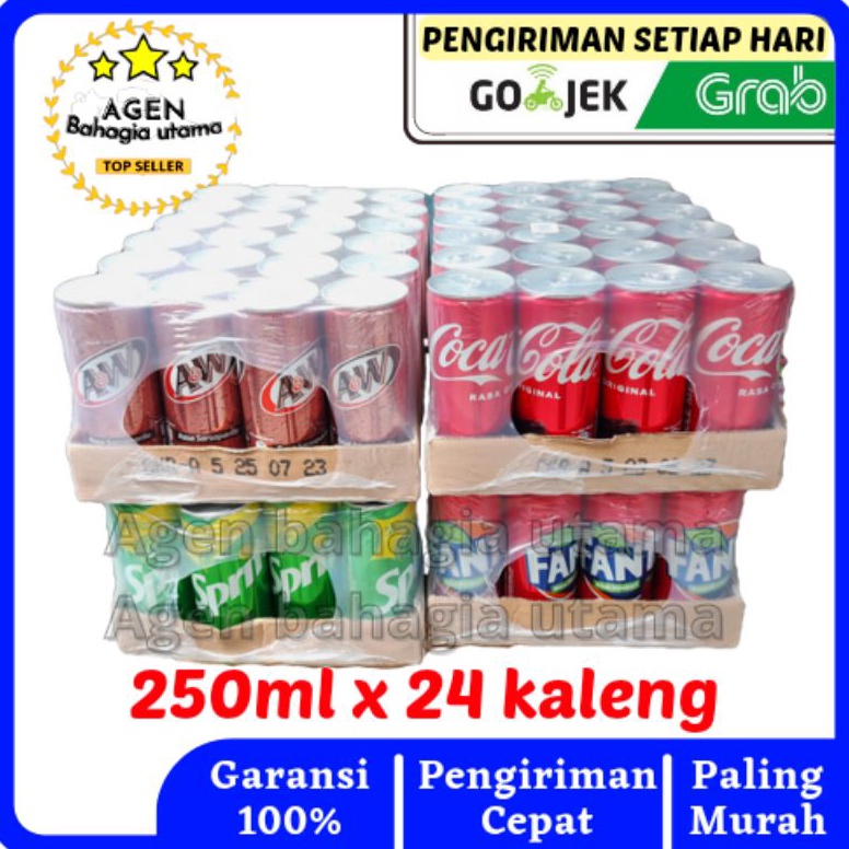 

60 AW / COCA COLA / COLA ZERO / FANTA / SPRITE / TONIC WATER KALENG 250ml ( 1 KARTON ) ➜Best Seller