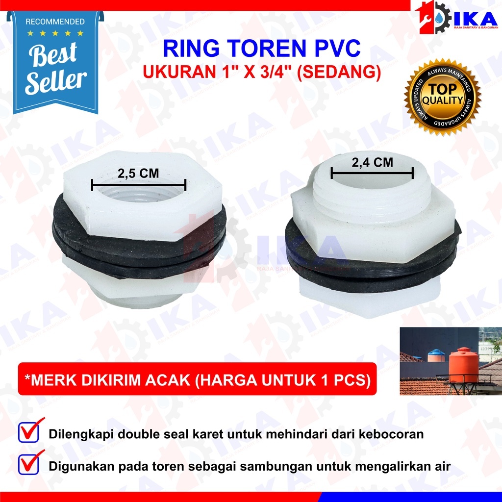 Ring Toren PVC 1 " x 3/4 " Mur Toren 3/4" PVC / Drat Torn 3/4 Inch Drat toren 3/4" drat drat kolam
