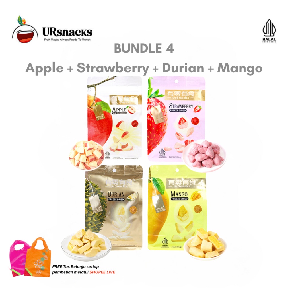 

Best Pr0duct URSNACKS BUNDLE OF 4 - ZE DRIED KERIPIK SEHAT DURIAN 32gr + MANGO 32gr + STRAWBERRY 22gr + 22gr BUAH VAKUM CEMILAN DIET On Sale