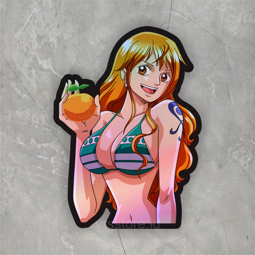 

Sticker Anime Hologram Nami One Piece ukuran +- 7 cm sticker case hp dll