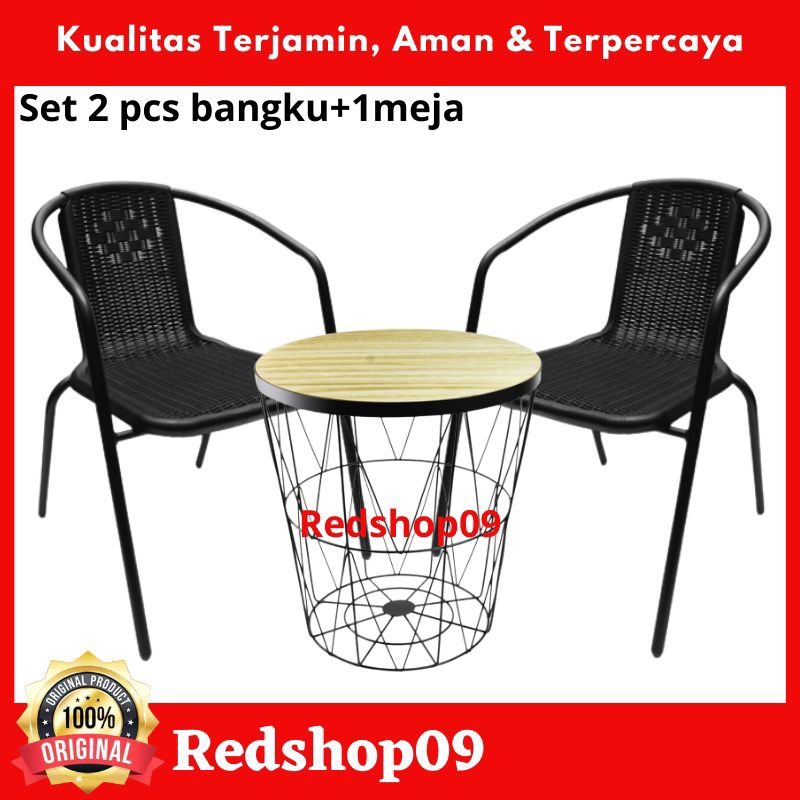 Soleil Set Kursi Teras Rotan - Hitam