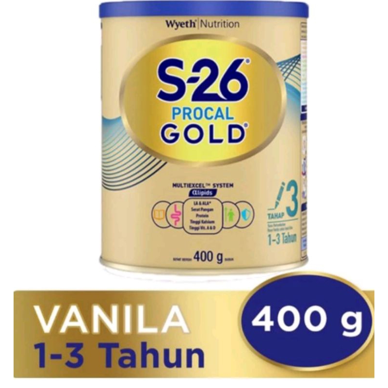 S26 Procal Gold 3 400gr 400 gr . Wyeth S-26 Procal Gold 400 gr kaleng Wyeth