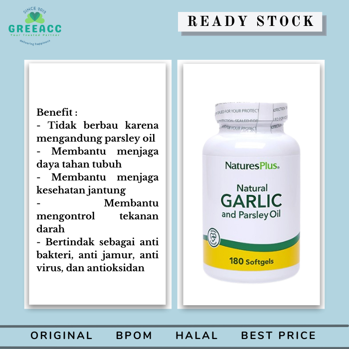 Nature's Plus Natural Garlic and Parsley Oil 180 softgels Natures