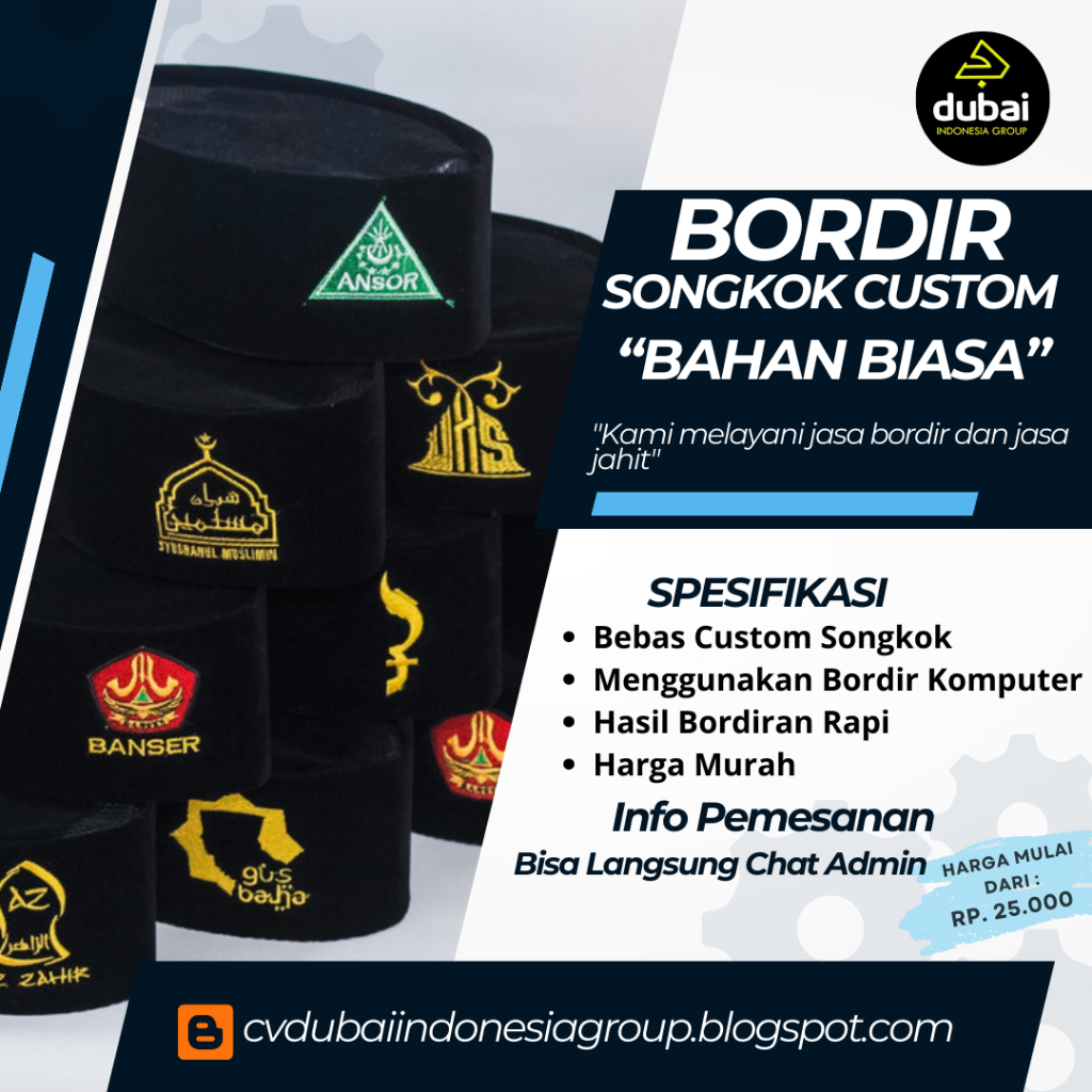 Peci Songkok Kopiah Custom Logo Pesantren Sekolah Madrasah Organisasi Dll Warna Hitam Merah Biru Hij