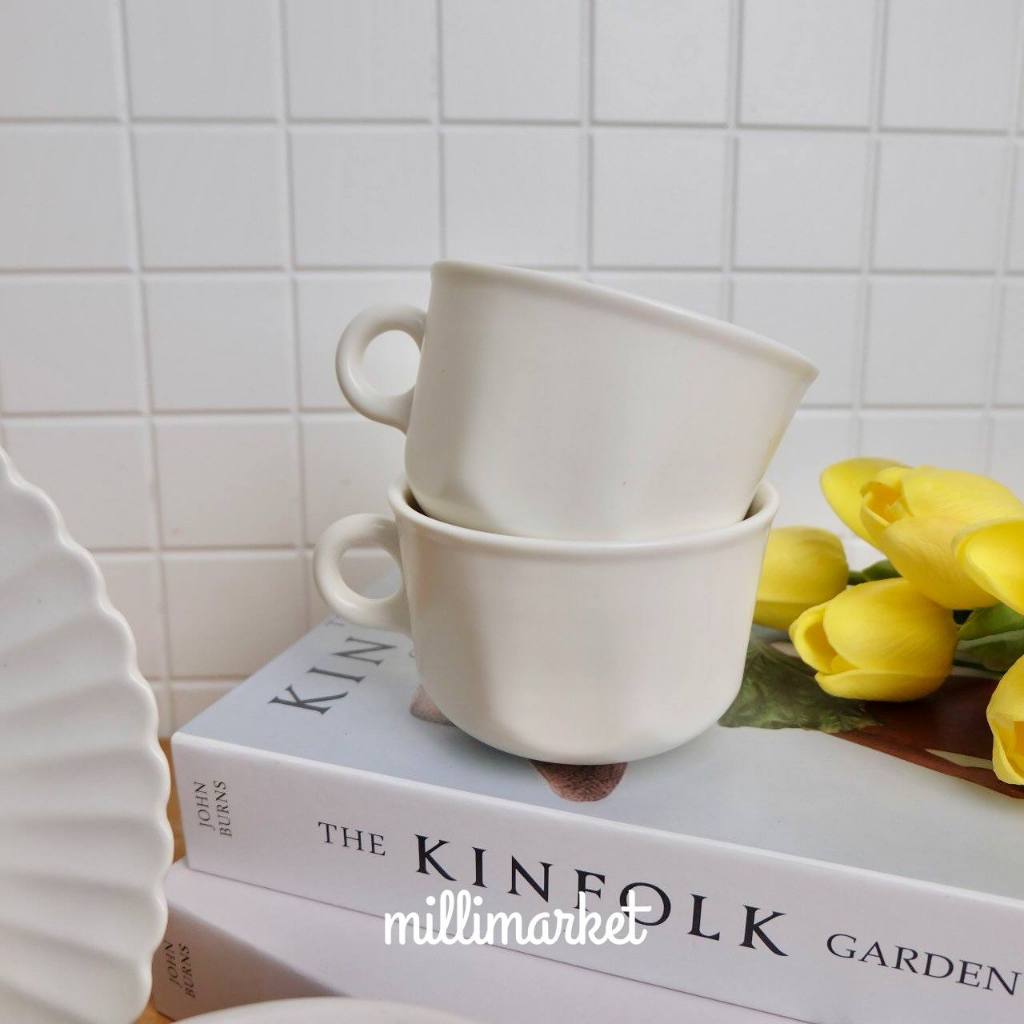 [MILLI] CLASSIC WHITE CERAMIC TABLEWARE SERIES / Piring lotus mangkok gelas keramik estetik