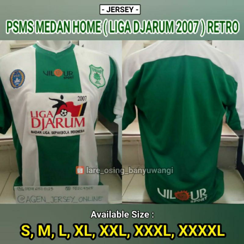 Jersey PSMS Medan Home 2007 Liga Jarum Hijau Putih RETRO Full Bordir dan Full Printing