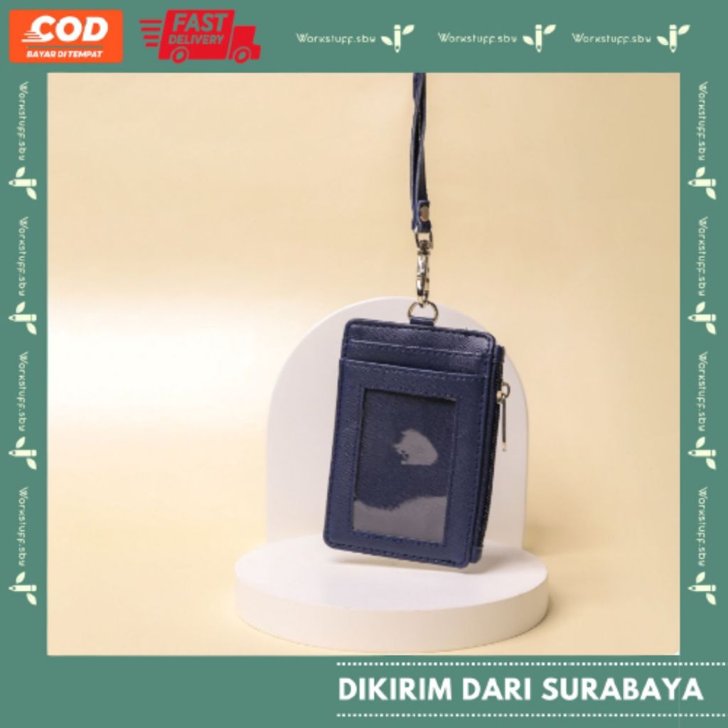 

Resleting V2 ID Card Holder Biru Navy Name Tag Zipper Tempat Kartu Termurah