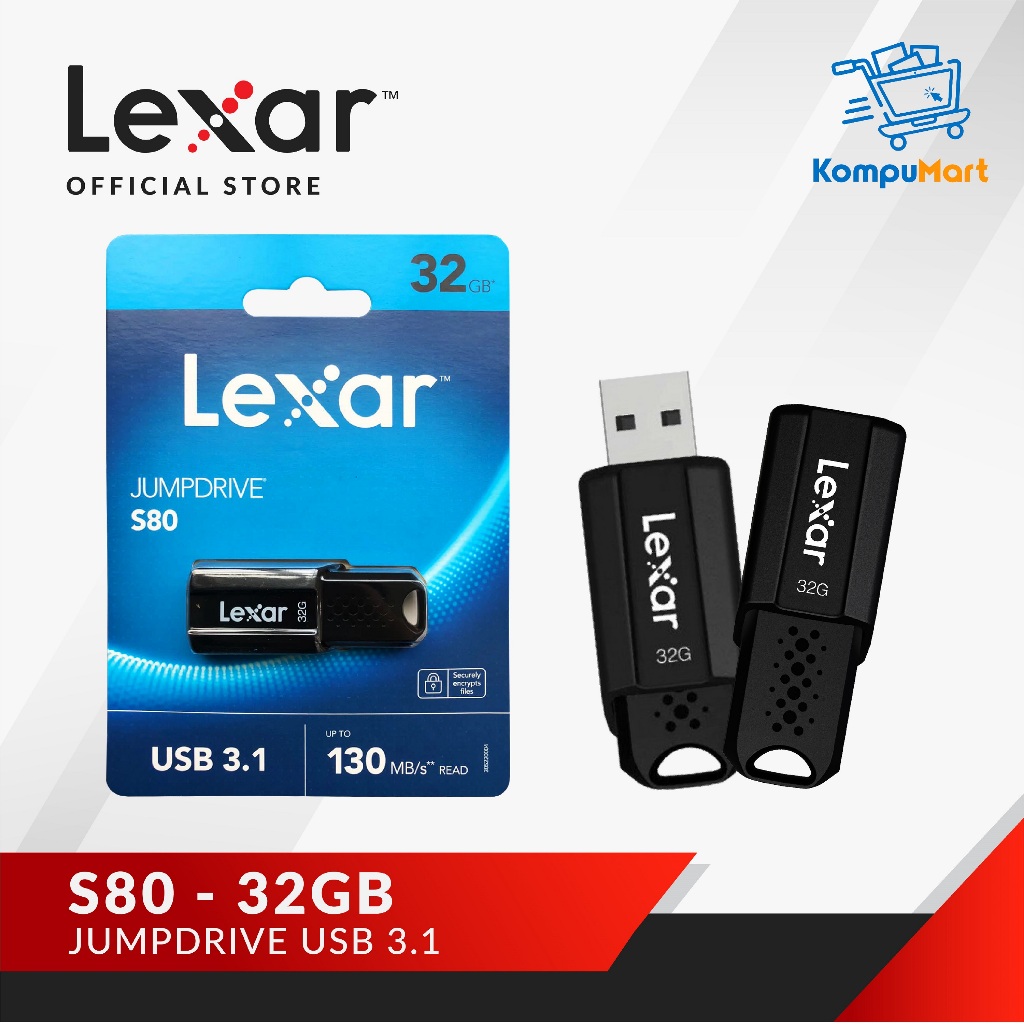 Flashdisk Lexar Jumpdrive S80 USB 3.1 - 32GB / Penyimpanan Data usb3 32gb / Flash Drive lexar