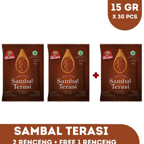 

➾ PAKET SAMBAL TERASI SACHET 15 GR BUY 2 GET 1 ➻Model Terkini