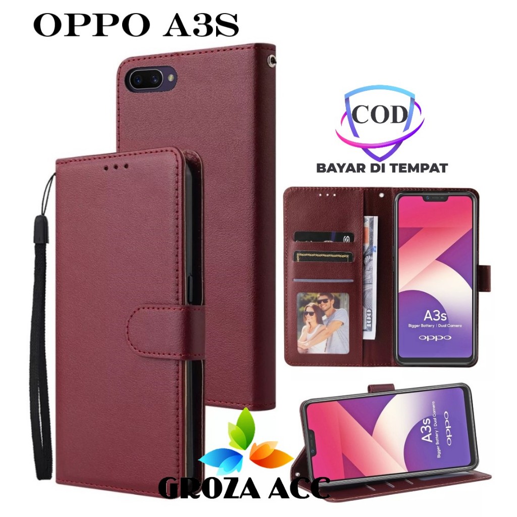 Flip Case OPPO A3S Case Wallet Kulit Casing Dompet Case Wallet Leather Flip Case OPPO A3S Casing hp 