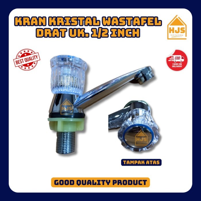 Kran kristal wastafel drat Uk. 1/2 Inch / kran wastafel cuci tangan drat tanam meja