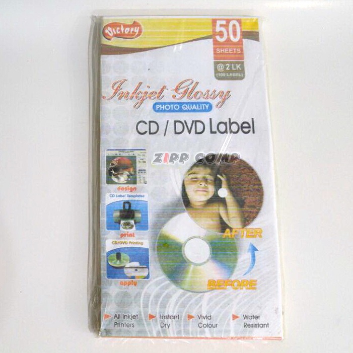 

Label CD Inkjet Glossy isi 50 lembar / Sticker Label CD DVD Camel