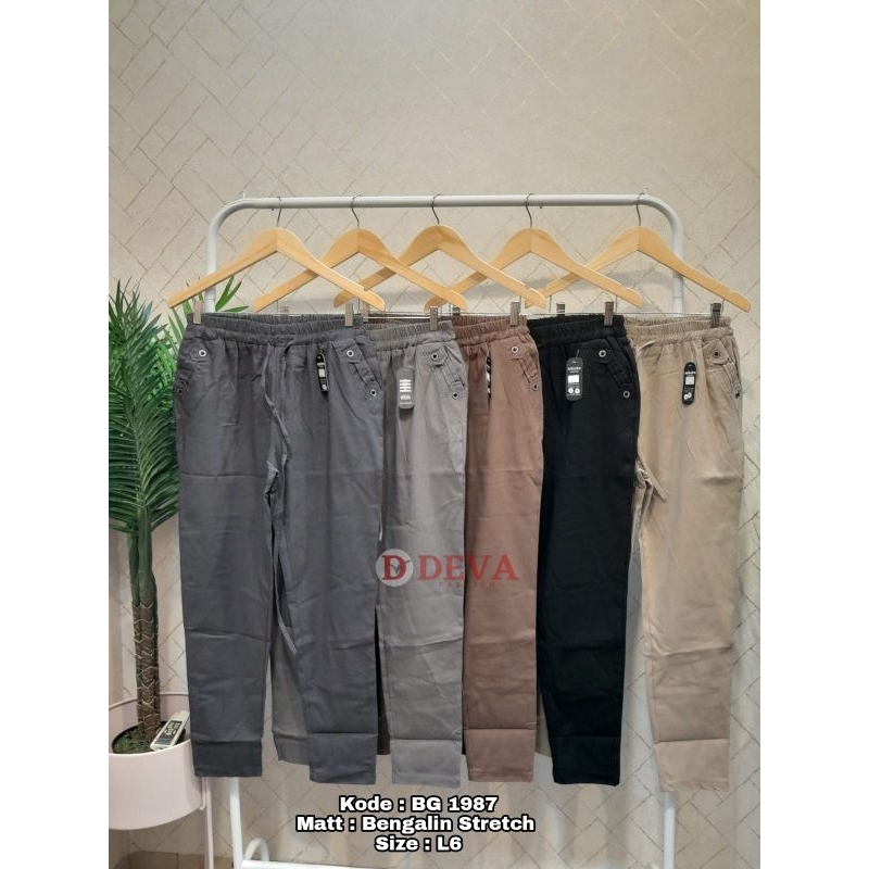 Celana Wanita Model Baggy Bengalin Stretch Soft Jeasn Import All Size fit to XL