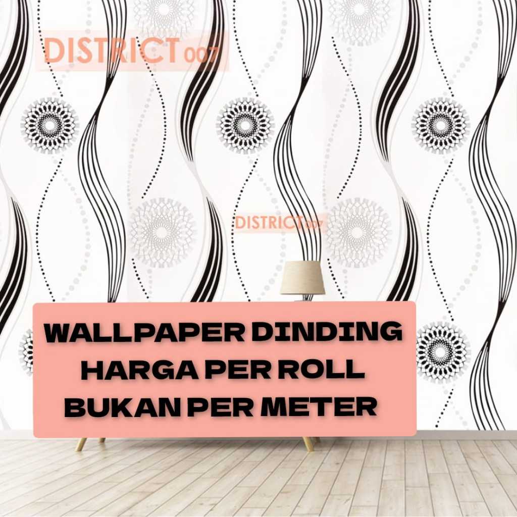 Wallpaper Dinding Kamar Tidur CAKRA HITAM PUTIH Stiker Tembok Rumah Ruang Tamu Dapur Kaca