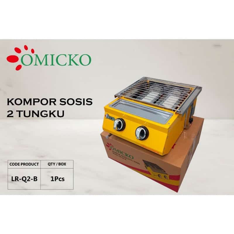 KOMPOR SOSIS OMICKO 2 TUNGKU (sosis bakar, ayam, sate, ikan) PANGGANGAN GAS - Kompor gas saja Termur