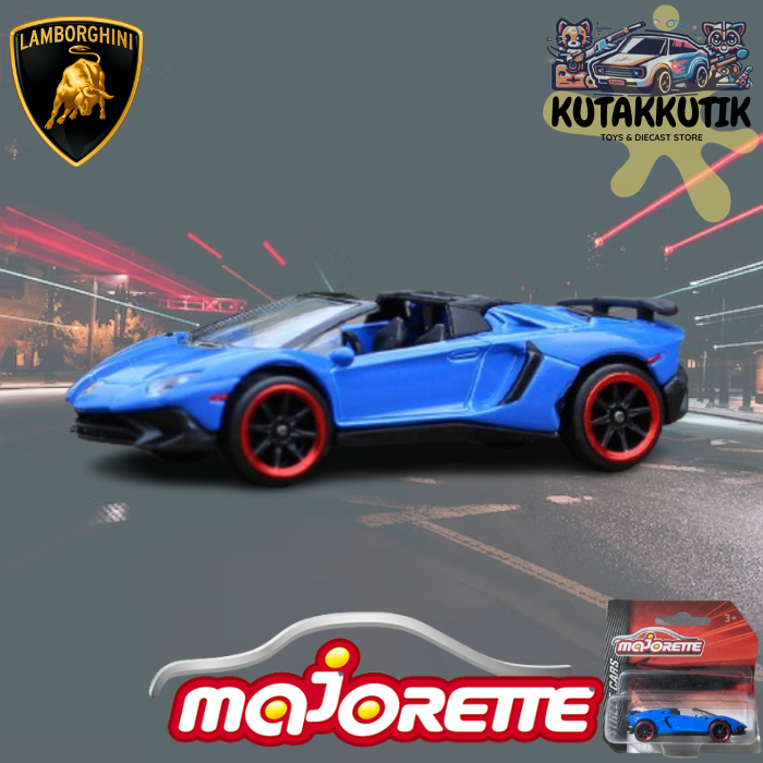 Majorette Mainan Mobil Balap Lamborghini Aventador SV Roadster Biru Street Cars