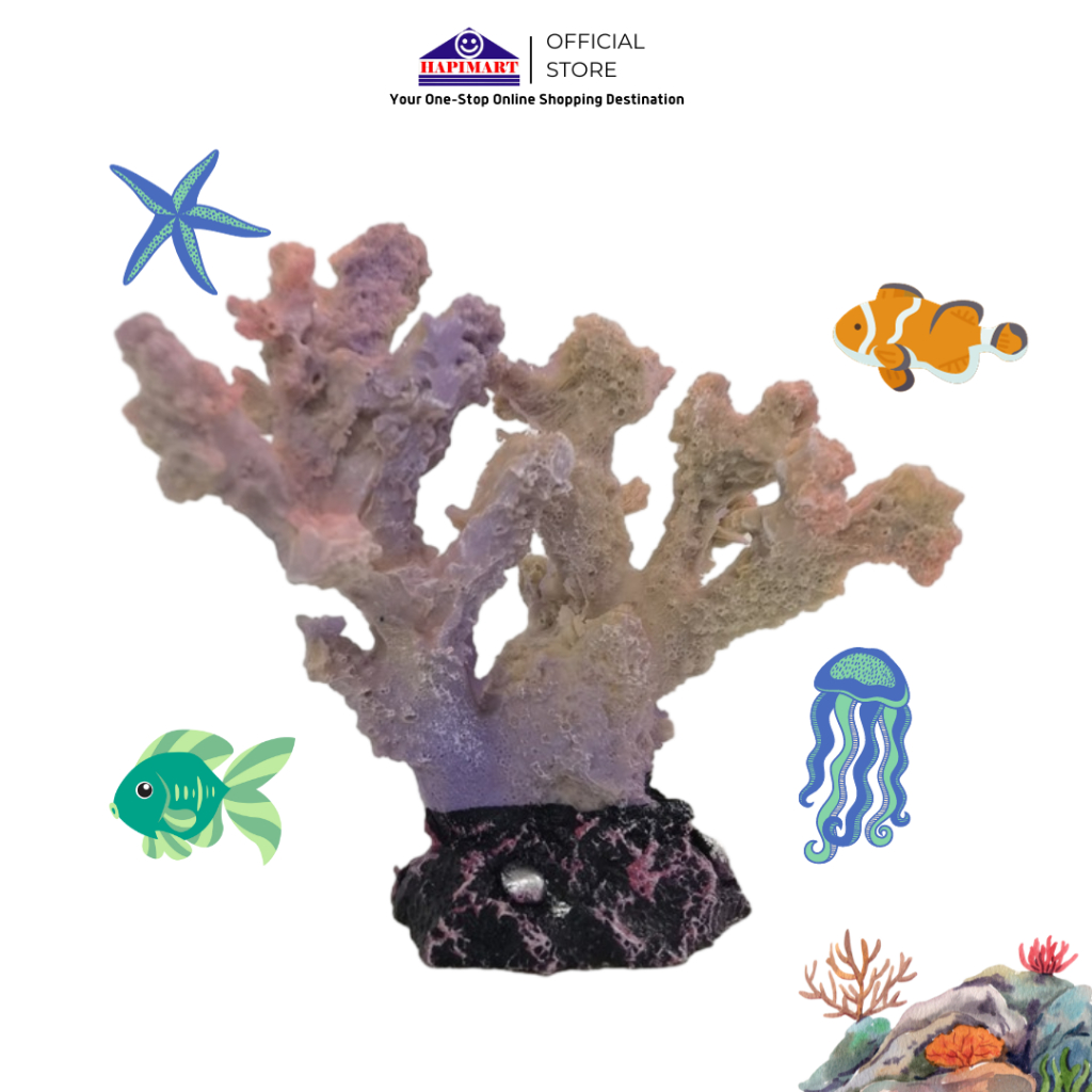 Hiasan Aquarium Terumbu Karang Tiruan Ungu Pink Ornamen Karang Buatan Aquarium Dekorasi Aquarium