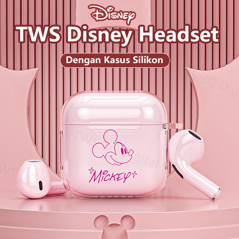 	 Disney TWS Headset Bluetooth 5.3 Earphone Lucu iPhone Android 100% Ori Mini Wireless Pro4 HIFI Musik Dengan Mikrofon	