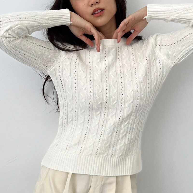 FIORA SWEATER CROP KOREAN STYLE by cicloth.co - SWEATER KOREA / CROP TOP / BAJU RAJUT / BAJU KOREA L
