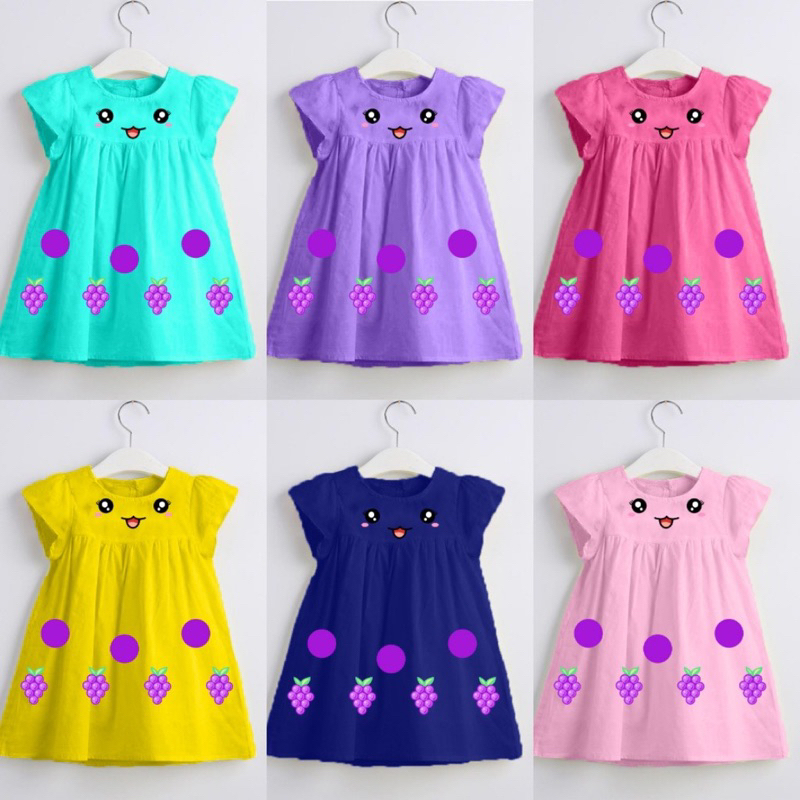 DASTER DRESS ANAK PEREMPUAN BALITA BOBA ANGGUR USIA 1-4 TAHUN / DRESS ANAK MURAH / DASTER KATUN