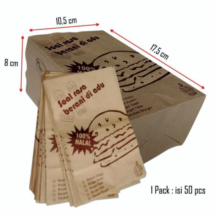 

YVCK4245 11.11 Box burger Kemasan burger Bungkus burger Dus burger Packing burger per 50 pcs.