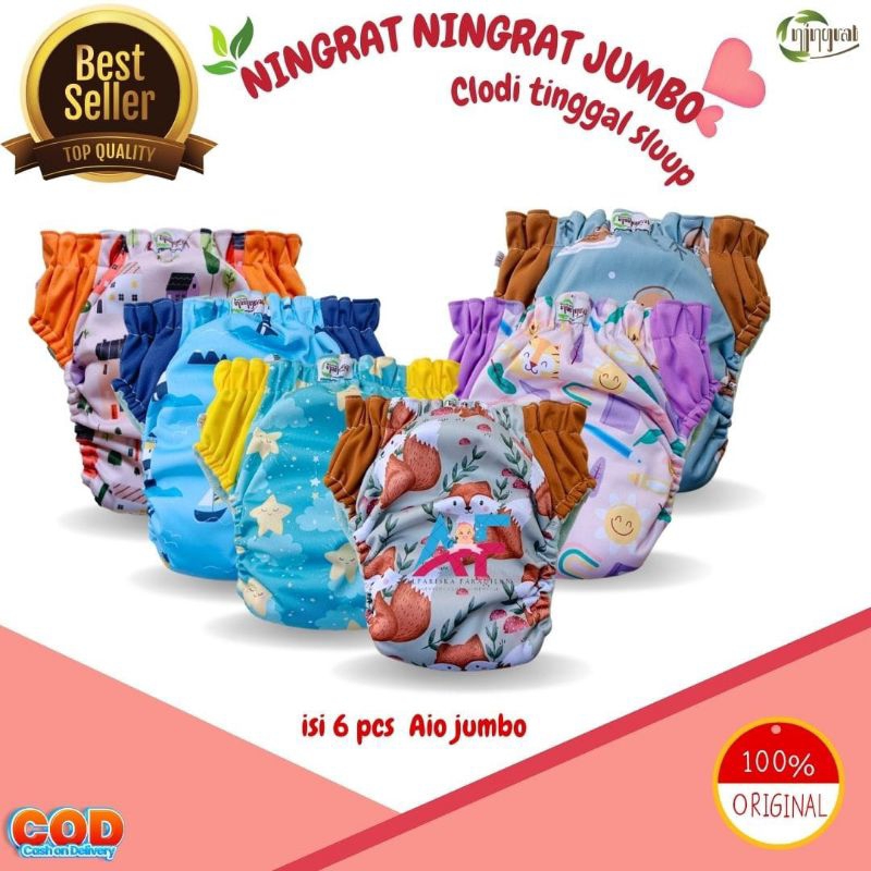 Clodi Aio ningrat Jumbo Popok bayi cuci ulang  Cloudy celana Clody terlaris