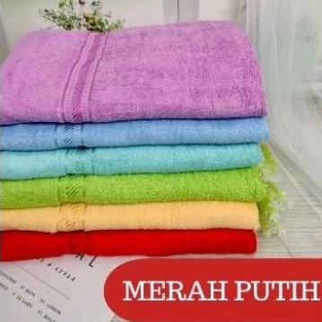 JH Handuk Merah putih Polos ukuran 50x100 termurah