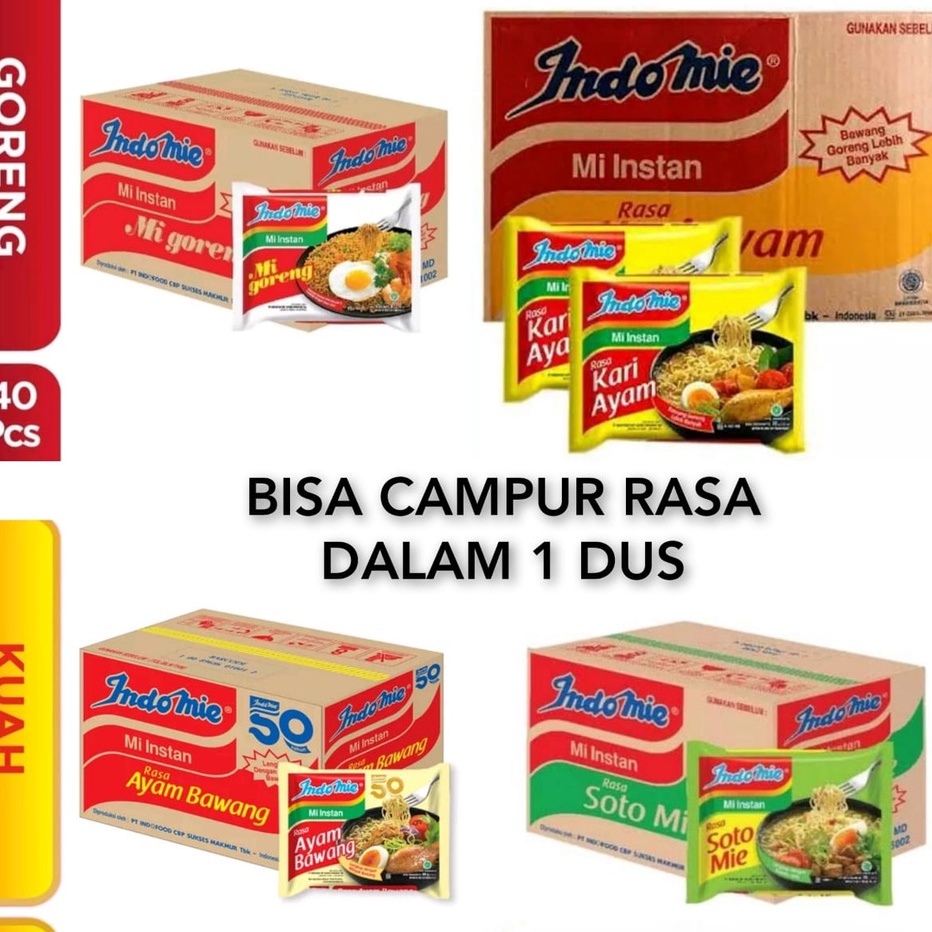 

ZTVB9974 (C6369] SB Collection Indomie Goreng , Indomie Soto , Indomie Ayam Bawang, Kari 1 karton / 1 Dus isi 40 Pcs / Bisa Campur