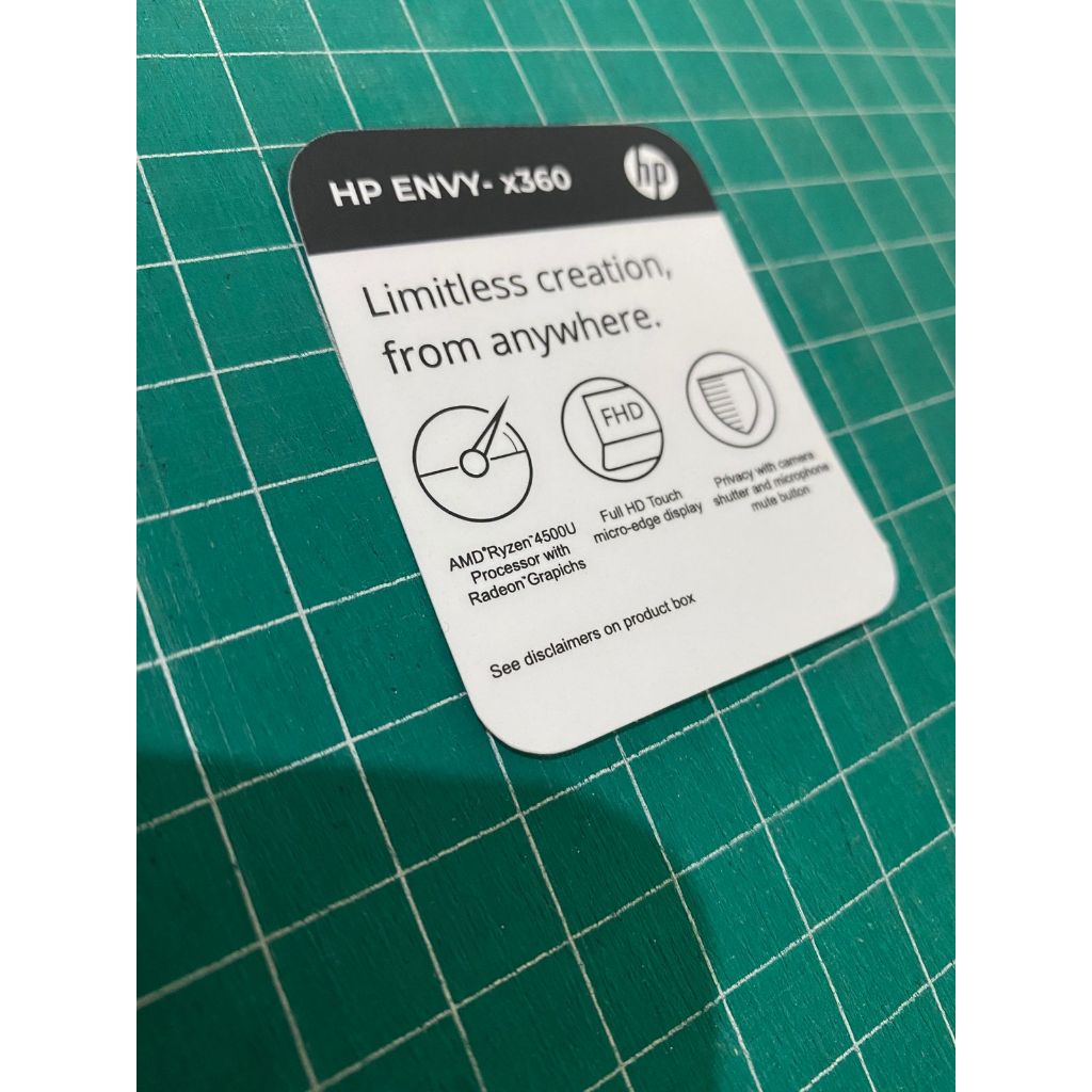 Stiker Spesifikasi Laptop HP Envy X360