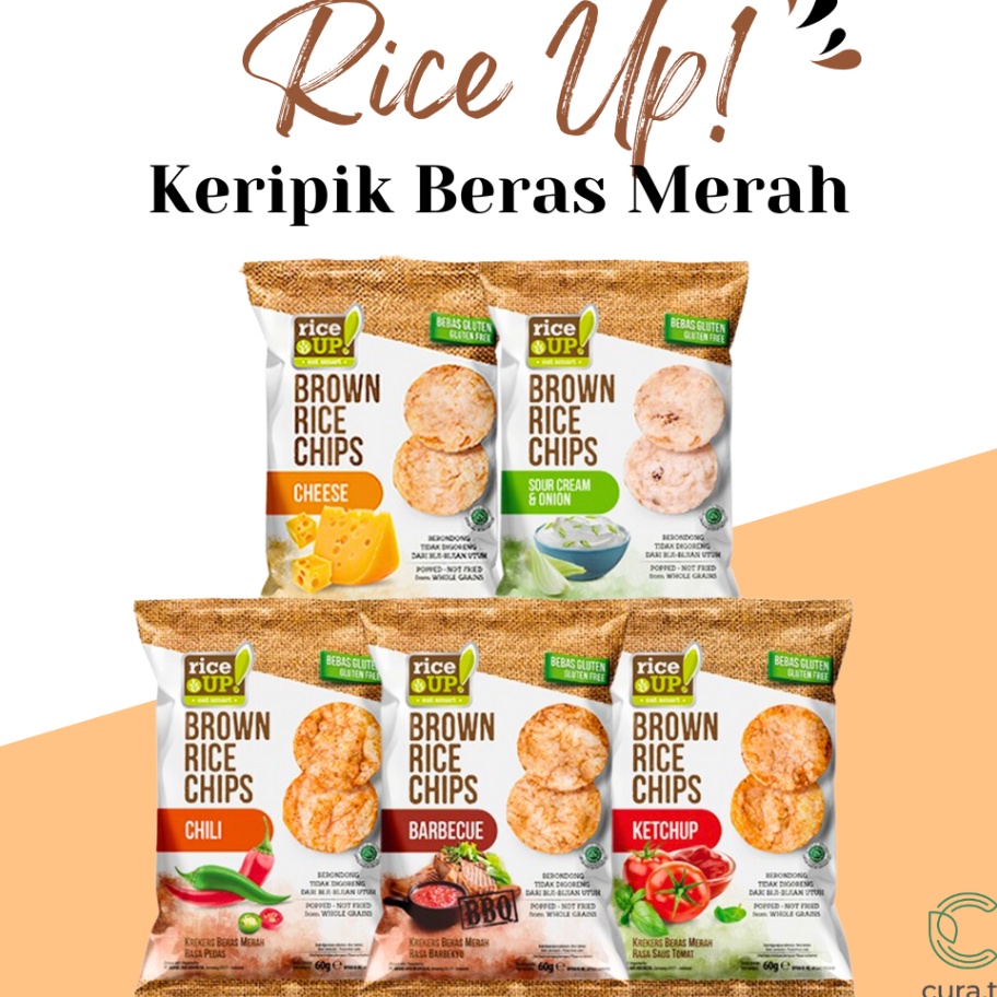 

PDPH6267 STOK SIAP 【COD RICE UP BROWN RICE CHIPS GLUTEN FREE 60GR | KREKERS KERIPIK SEHAT NON MSG