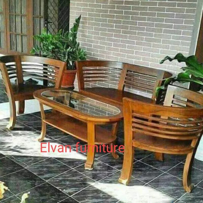 kursi tamu teras cantik kayu jati / kursi tamu teras minimalis murah kayu jati