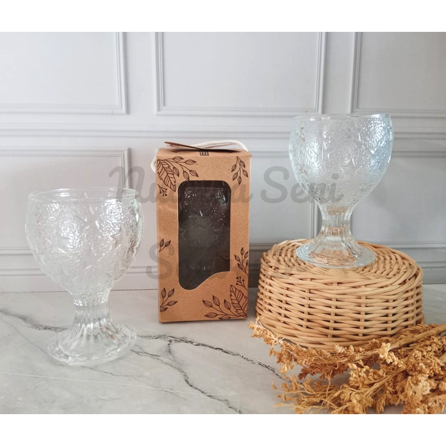 Souvenir Wedding Gelas Minum Wine Gelas Stemware Kaki Bintang Mug Kaca Tangkai Motif