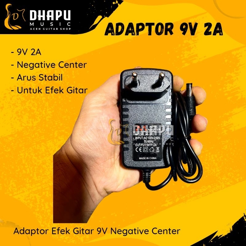 Adaptor Pedal Efek Gitar Effect Guitar 9V 2A Negatif Center Negative Center Adaptor Zoom Korg