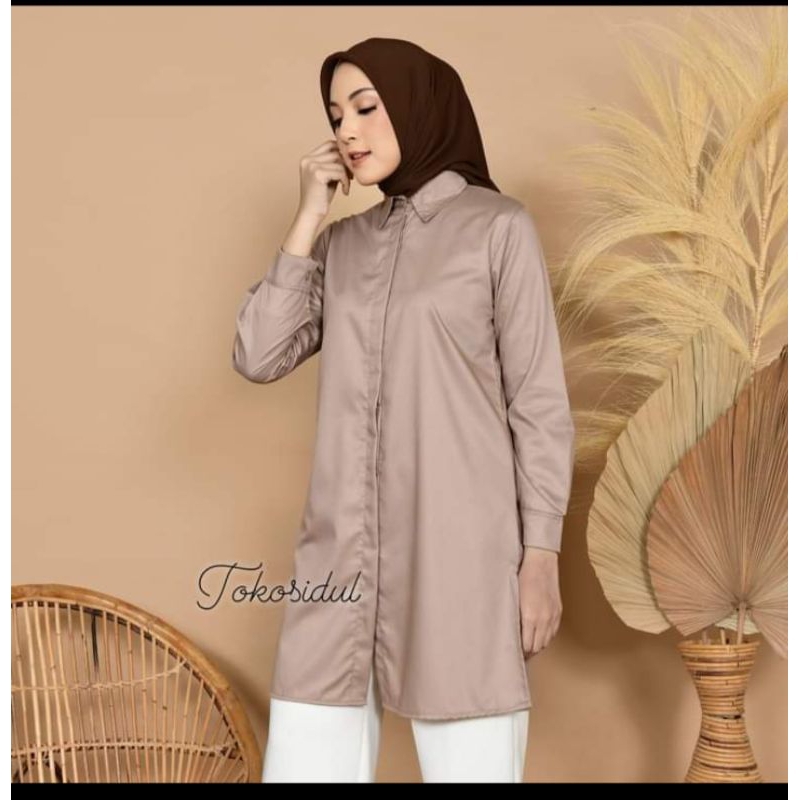Gratong Tunik Santri Putri/Tunik Warna Putih/Tunik Toyobo Premium/Baju Tunik Wanita/Kemeja Tunik