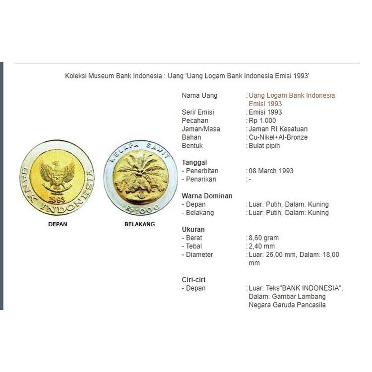 koin kuno Indonesia 1000 Kelapa sawit original