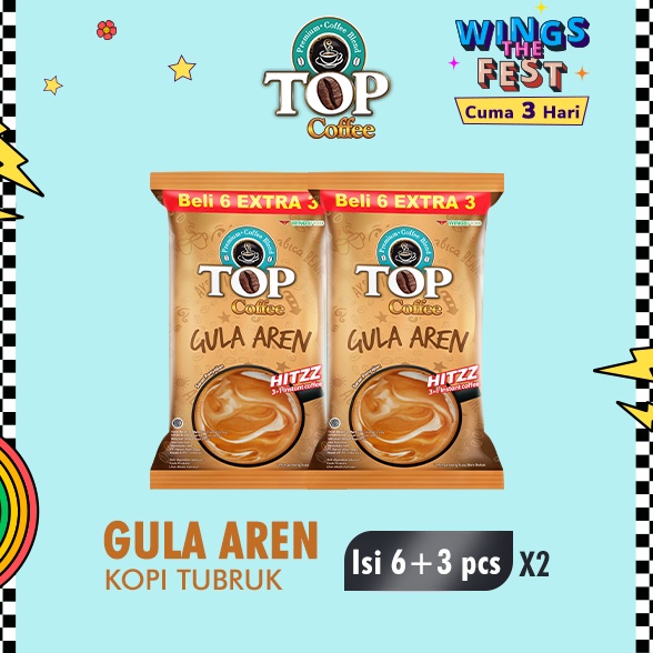

[⁑Q91>] Top Coffee Kopi Instan Gula Aren Pack 22 gr isi 6 + 3 pcs x2 You can buy