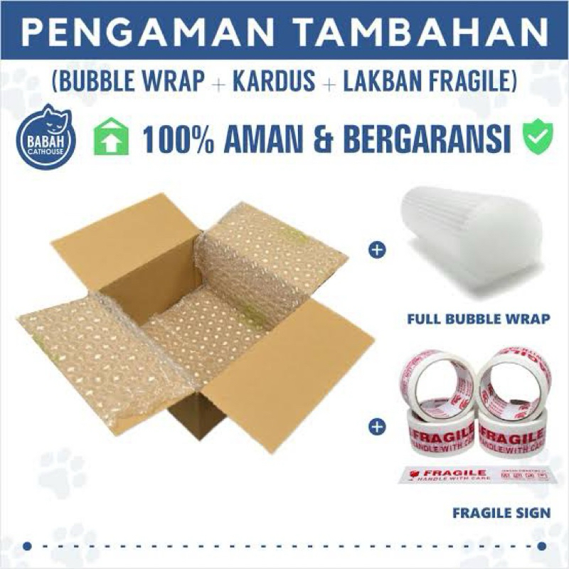 

Extra kardus dan bubble untuk tambahan packing agar aman