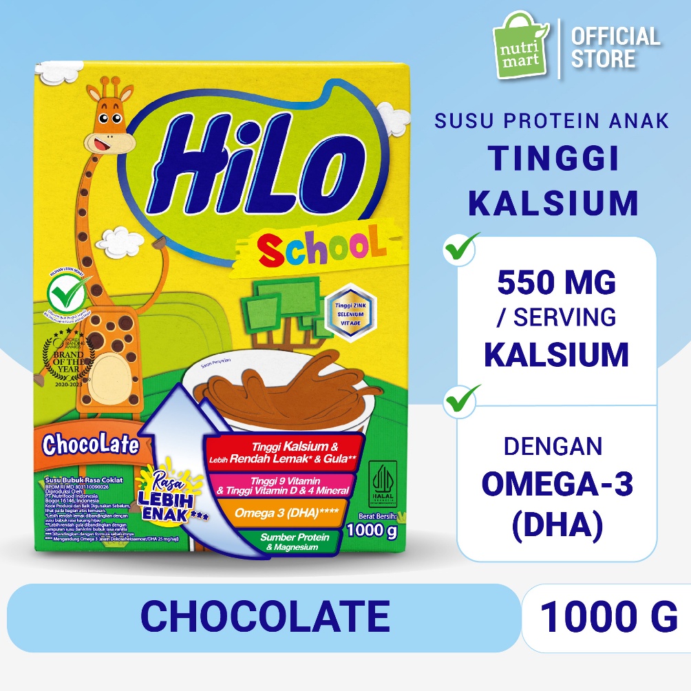 

[✑H60@] HiLo School Chocolate 1000 gram - Susu Tinggi Kalsium Eleoen