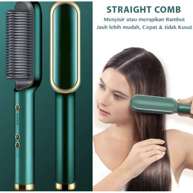 Sisir Catokan Pelurus Curly Rambut/Sisir Pelurus Straight Comb Hair 2in1