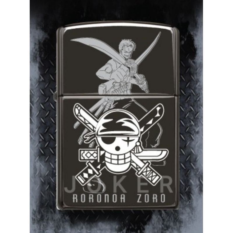 Korek api Zippo Black Ice Grafir laser Motif ONE PIECE RORONOA ZORO - ALL STYLE